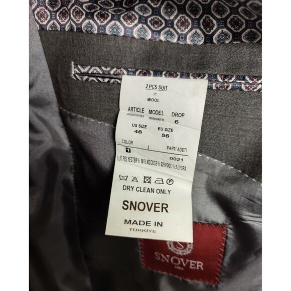 Snover Men's Grey 2-Piece Suit 46R/40W Modern Tailored NWT - Picture 9 of 16